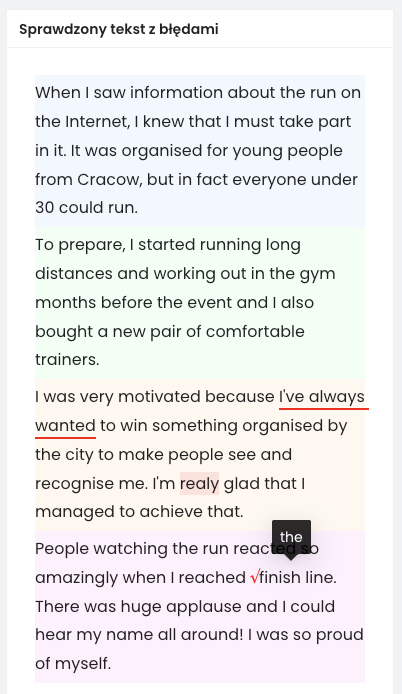 sprawdzony tekst z błędami